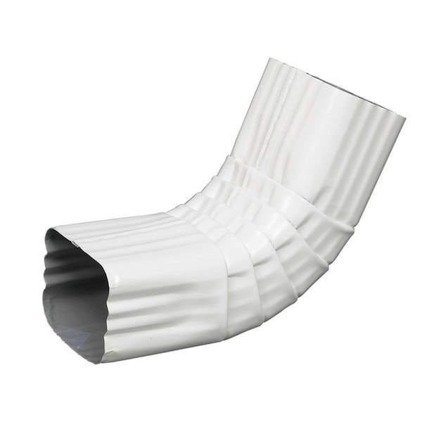 Dendesigns 3 x 3 x 2 in. A Front Aluminum Gutter Elbow White DE1492259 - main